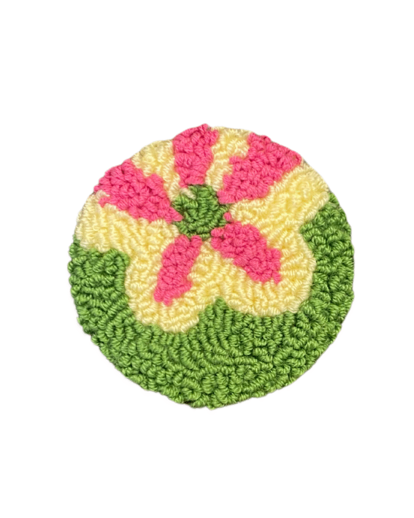 sous verre fleure rose et beige fond vert muudland