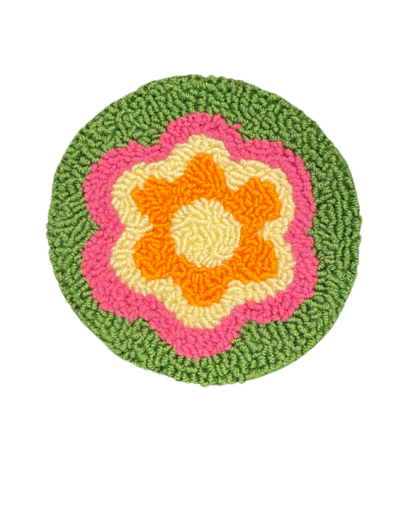 sous verre fleure entière rose et fond vert