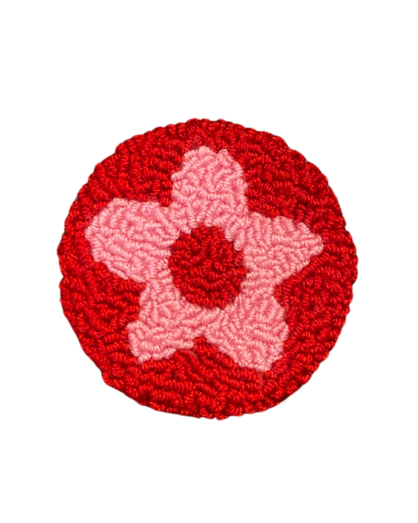 sous verre fleurs rose fond rose muudland