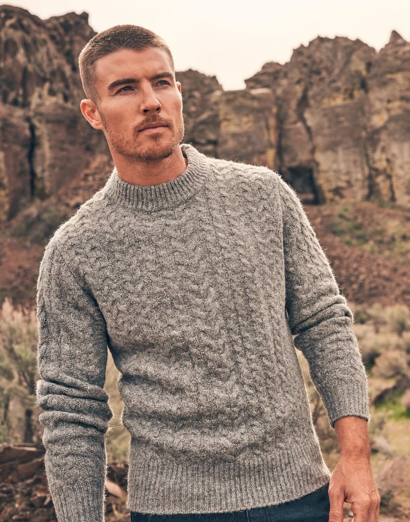 Pull Wrangler Regular Cable Knit sweater gris chiné