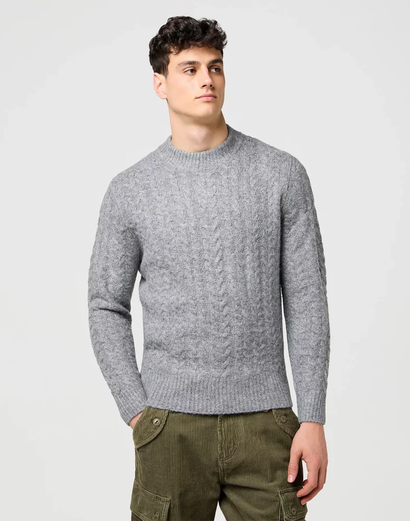 Pull Wrangler Regular Cable Knit sweater gris chiné