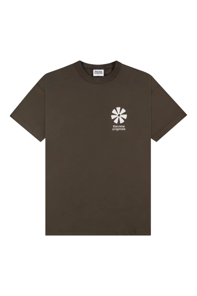 T-shirt Ananse Adinkra Acid Brown avec logo brodé sur la poitrine gauche