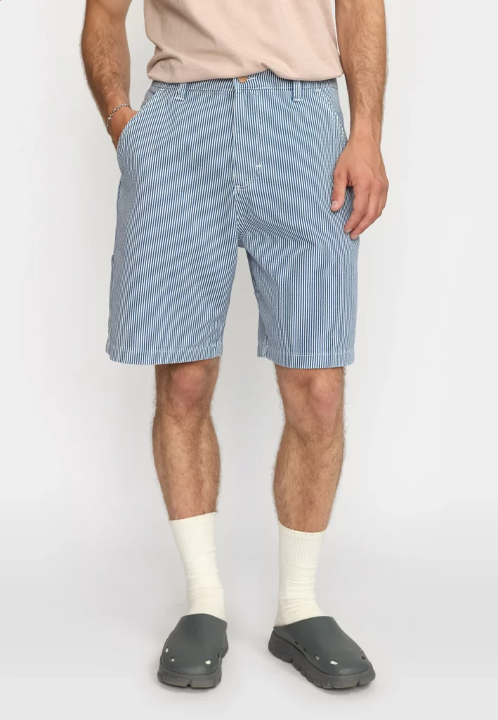 Worker Shorts Revolution 4069 Navy vue de face, tissu pinstripe