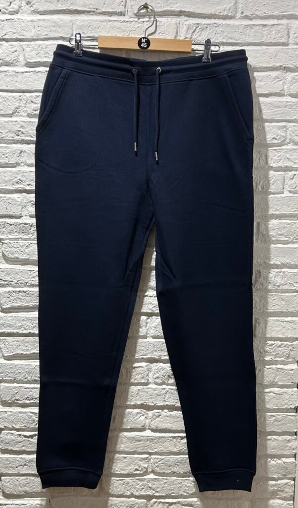 Jogging bleu Saint Viateur 100 % coton avec cordons assortis vue de face