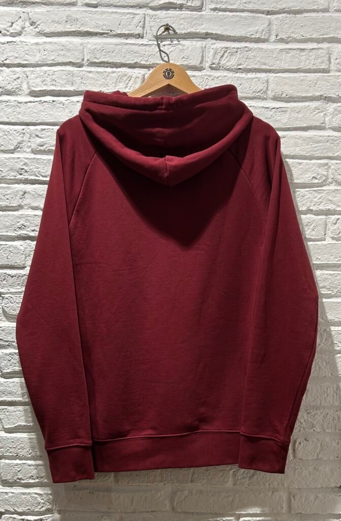 Dos du hoodie raglan bordeaux Saint Viateur en coton bio