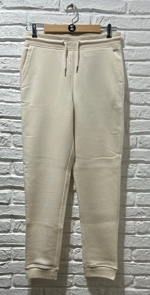 Jogging beige Saint Viateur 100 % coton avec cordons assortis vue de face