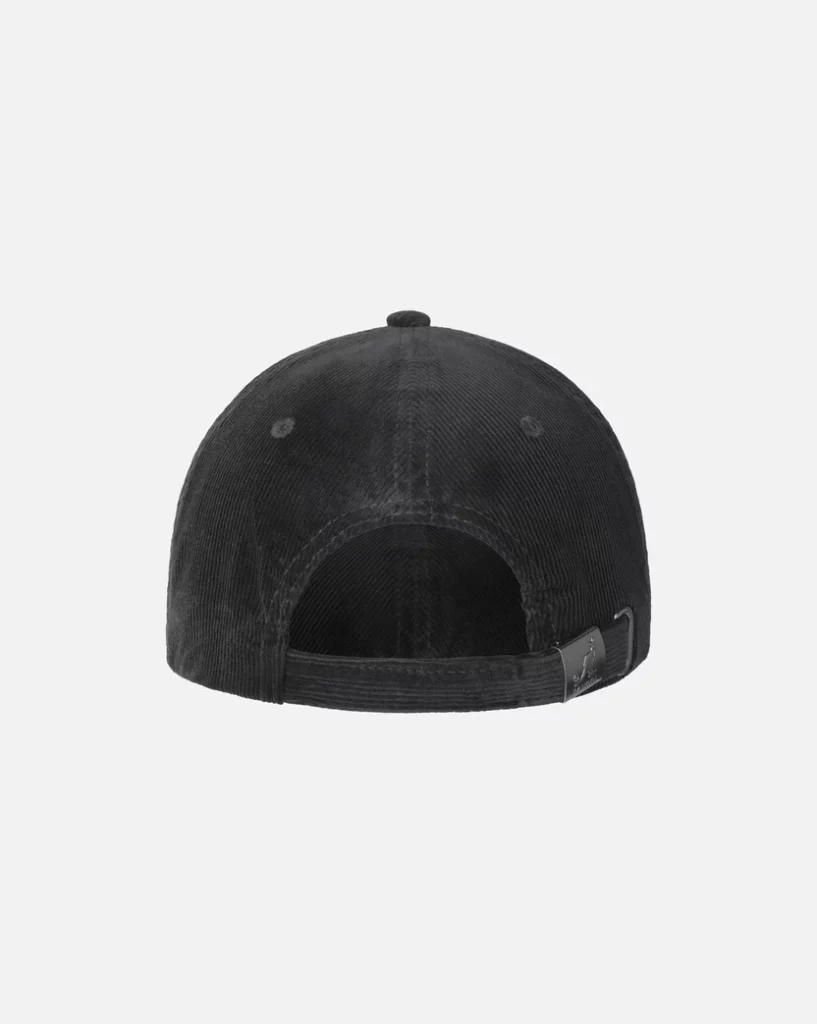 Vue de la casquette Kangol Cord Baseball — velours côtelé, coupée façon baseball, visière pré-courbée, sangle arrière réglable, coloris black.