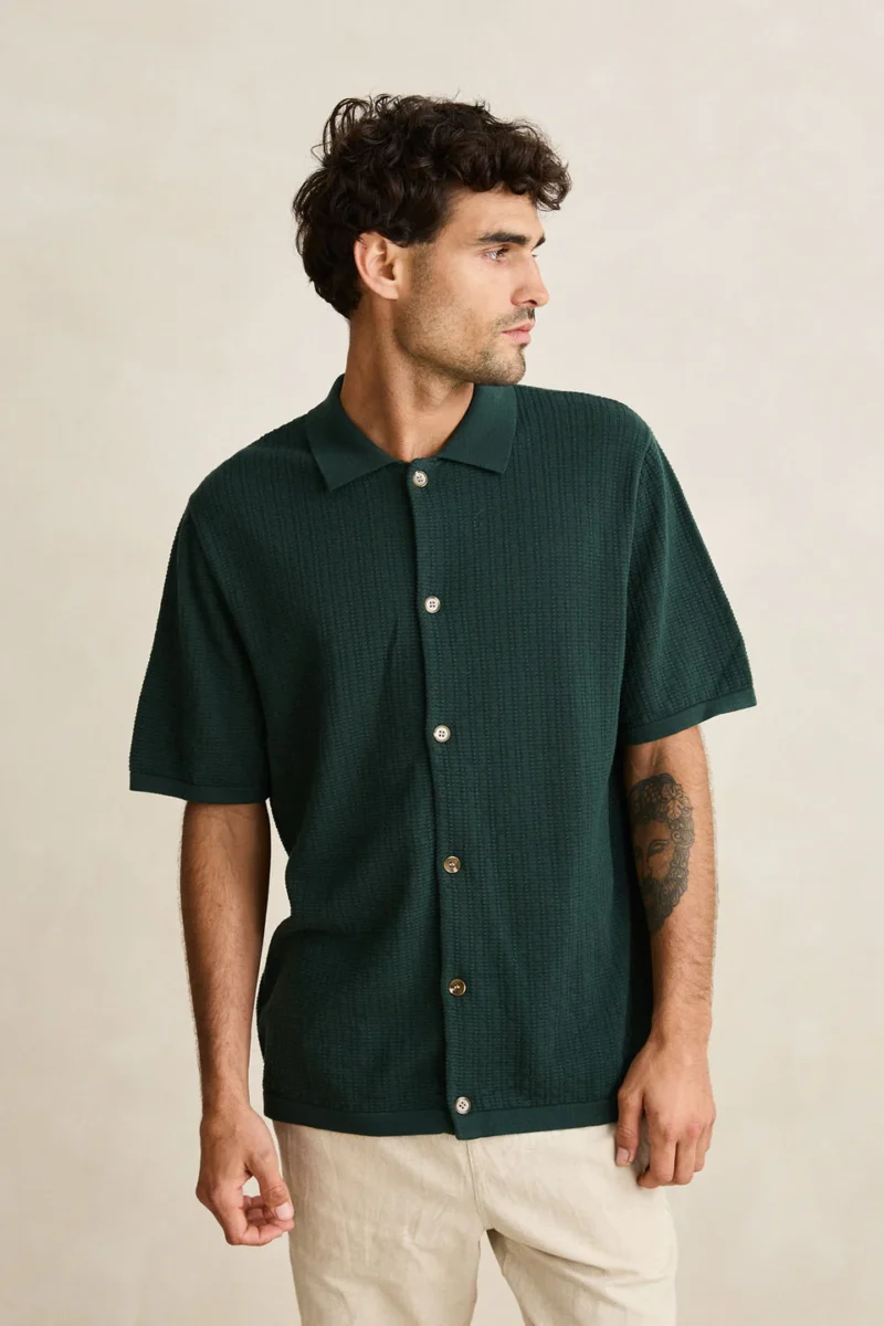 RHYTHM – TEE – TEXTURED KNIT SS – FOREST