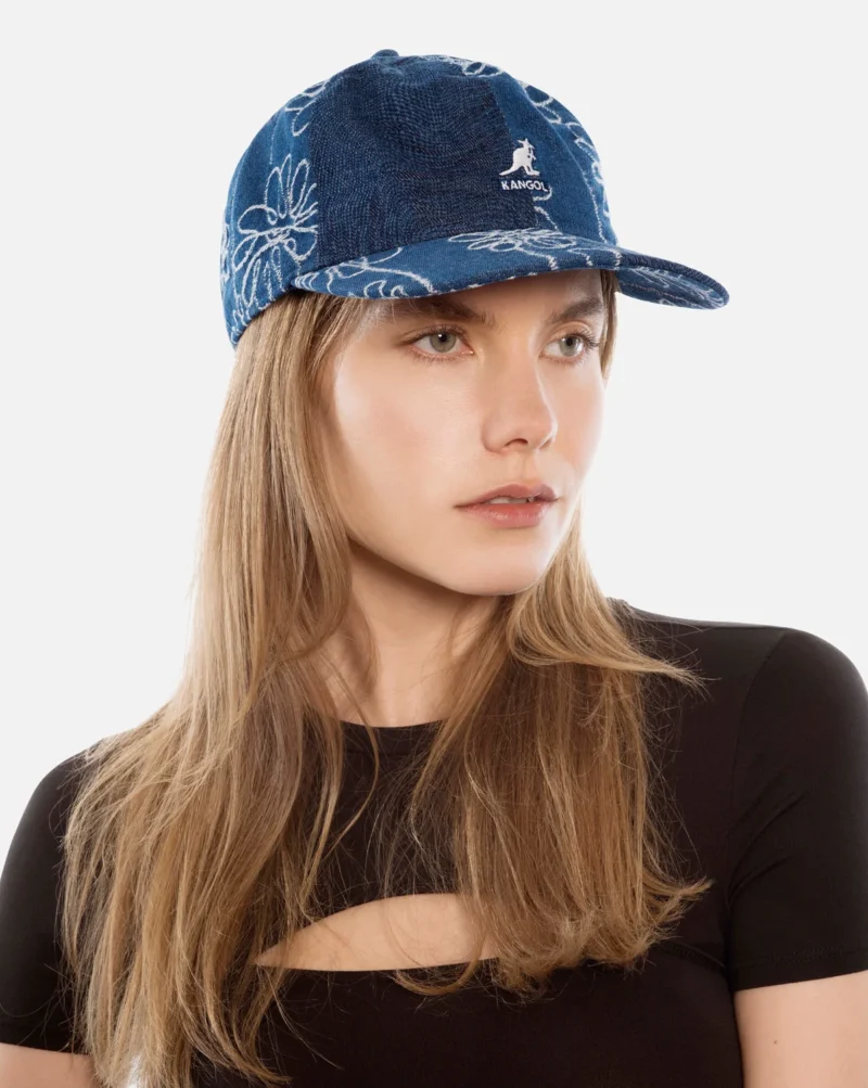 KANGOL – CASQUETTE – DENIM MASHUP BASEBALL – MEDIUM BLUE FLORAL