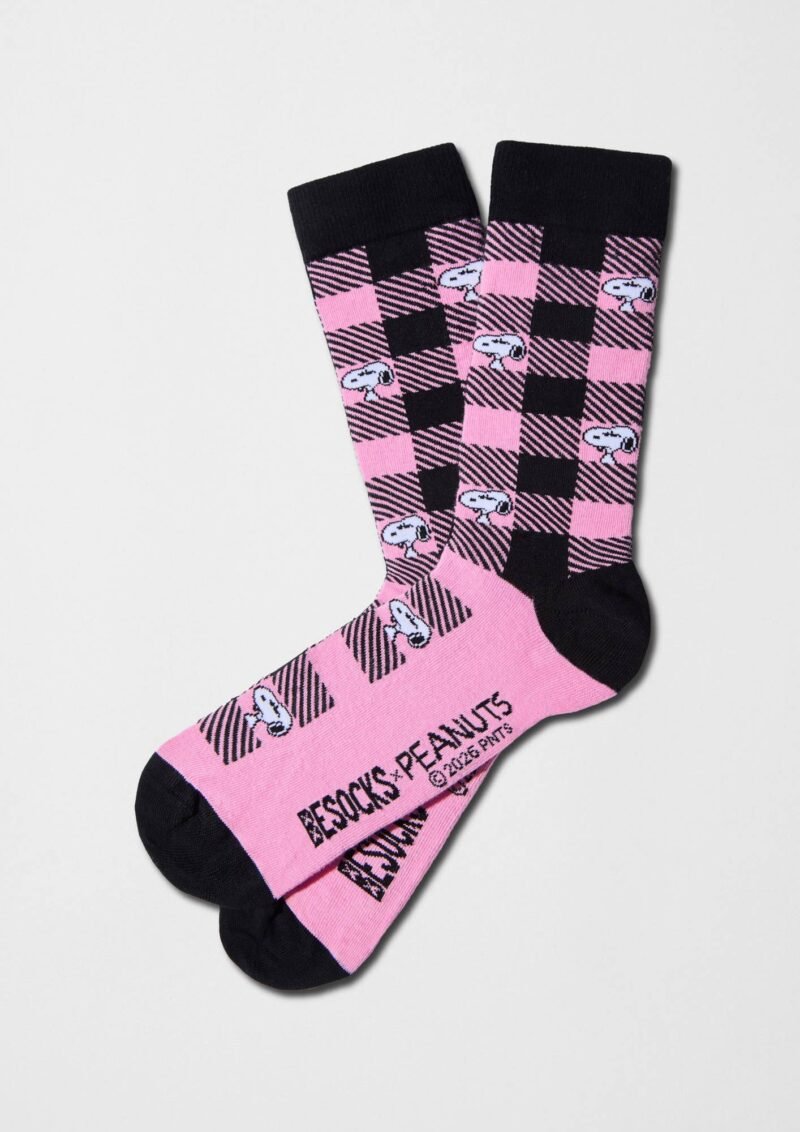 BESOCKS – CHAUSSETTES – besnoopy-tartan-pink